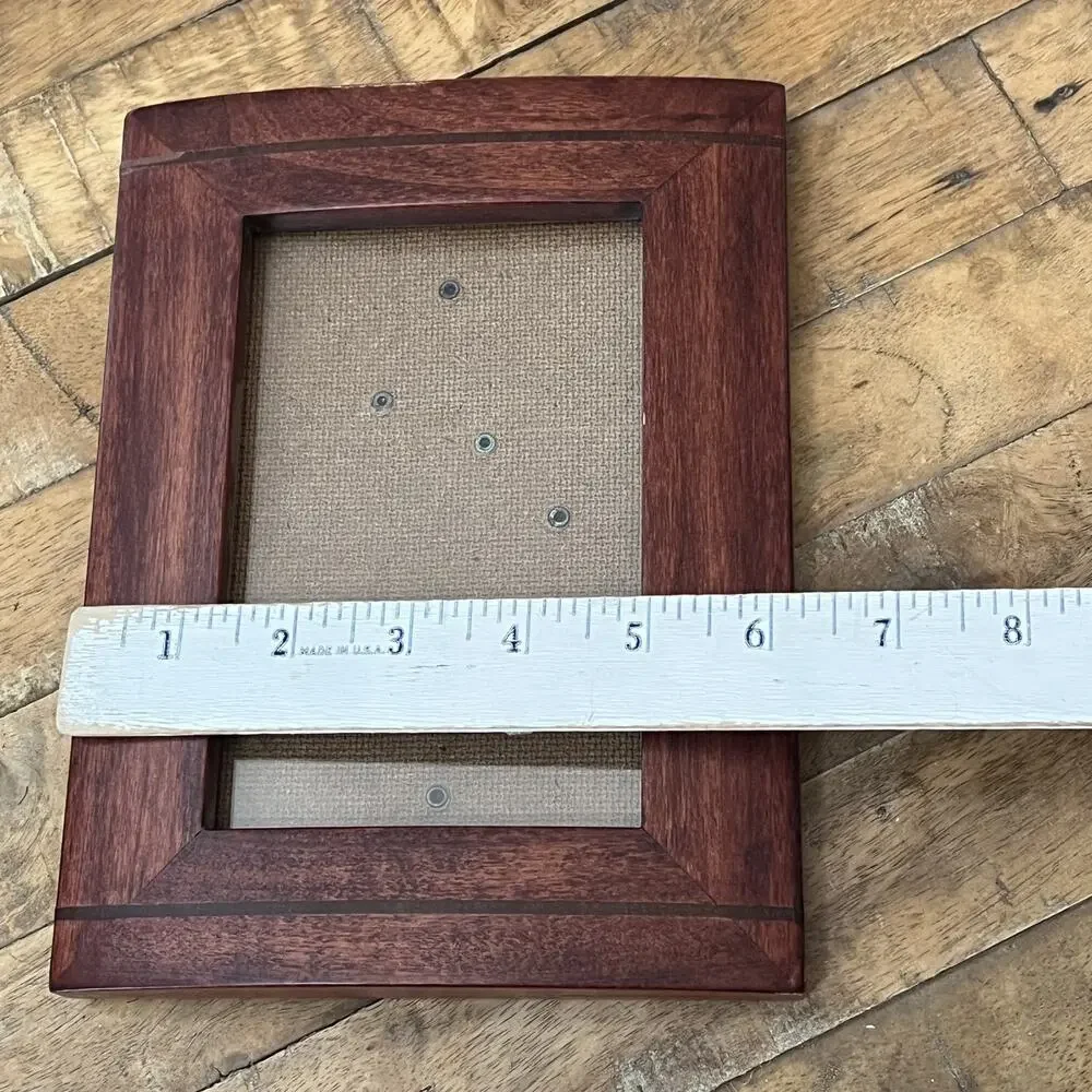 Set of 3 Wooden Picture Frames Different Sizes Red Brown Curved Edge